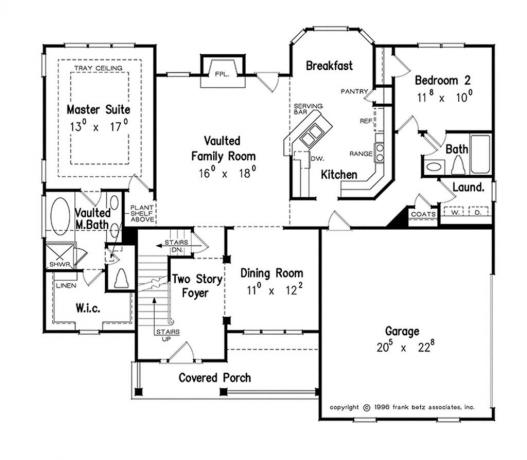 Une disposition typique d'une maison américaine. Source: https://www.homeplans.com