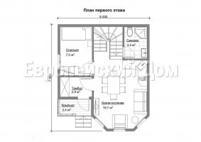 Raisonnable maison européenne 6x7 avec une fenêtre inhabituelle de la baie de deux étages