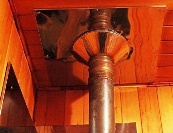 Si la cheminée est acheminé via la structure en bois sécurisé, la distance peut être réduite à 25 cm.